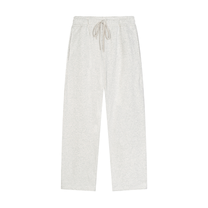 Unisex Solid Color Straight-Leg Sweatpants in oat gray