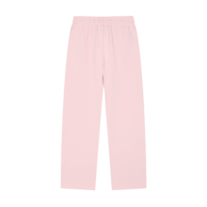 Unisex Solid Color Straight-Leg Sweatpants in pink, alternate angle