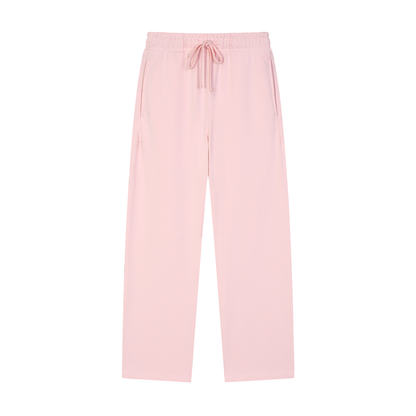Unisex Solid Color Straight-Leg Sweatpants in pink