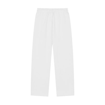 Unisex Solid Color Straight-Leg Sweatpants in white, alternate angle