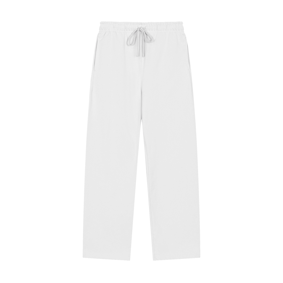 Unisex Solid Color Straight-Leg Sweatpants in white