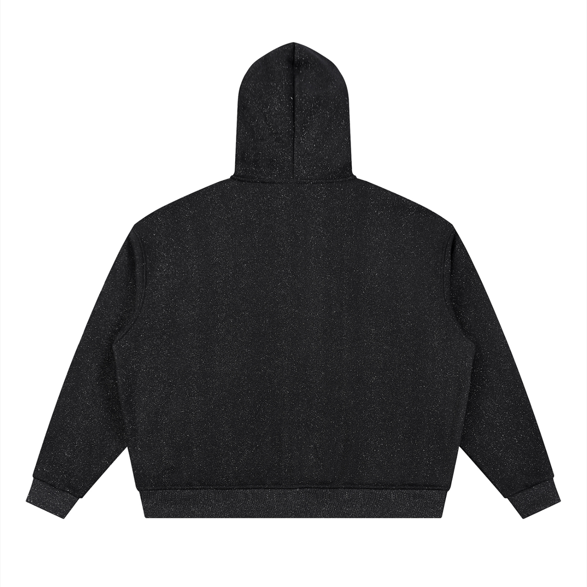 Unisex Sparkles Full Zip Boxy Hoodie in black, alternate angle