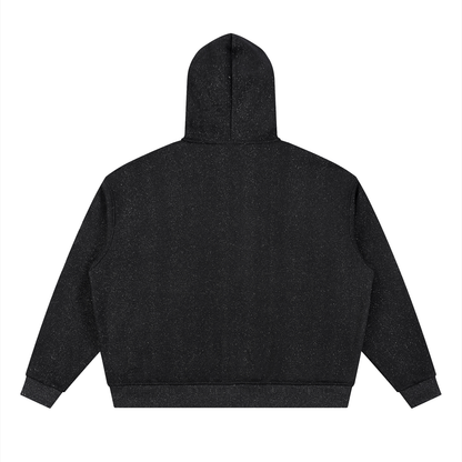 Unisex Sparkles Full Zip Boxy Hoodie in black, alternate angle