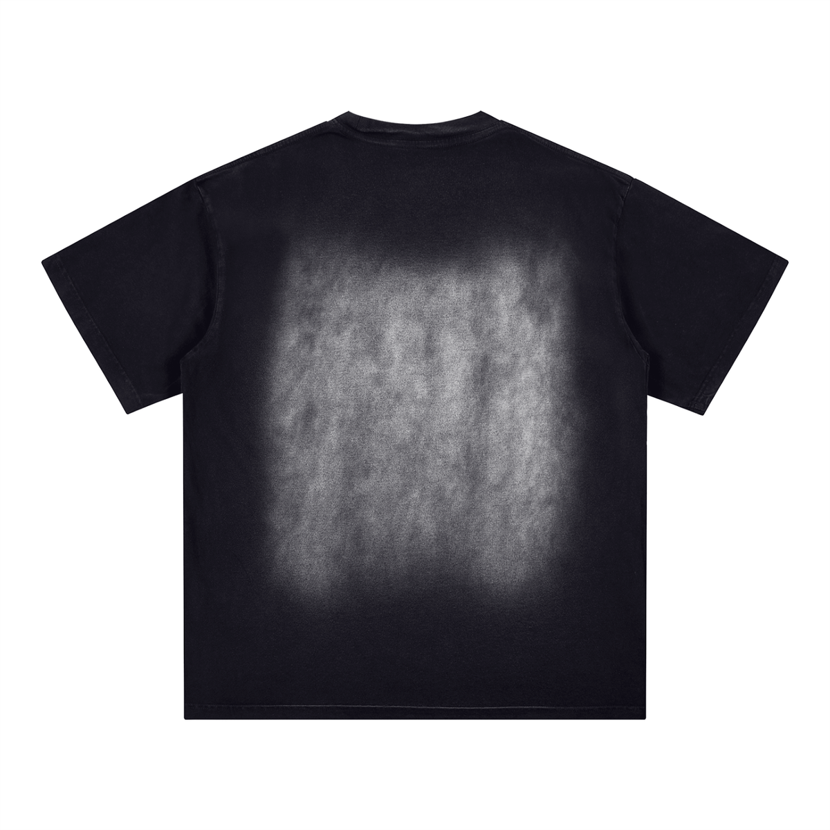 Unisex Square Patch Monkey Washed T-Shirt in black, alternate angle