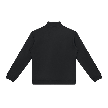 Unisex Stand Collar Full Zip Jacket in black, alternate angle