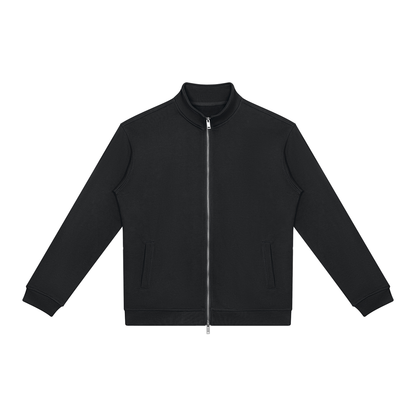 Unisex Stand Collar Full Zip Jacket in black