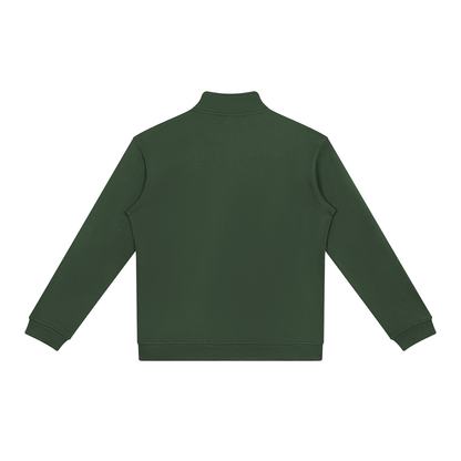 Unisex Stand Collar Full Zip Jacket in blackish green, alternate angle