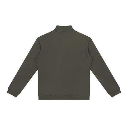Unisex Stand Collar Full Zip Jacket in dark gray, alternate angle