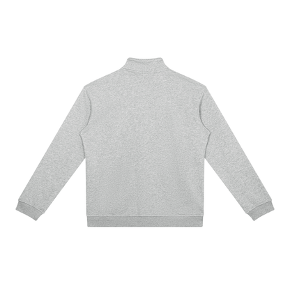 Unisex Stand Collar Full Zip Jacket in flower gray, alternate angle