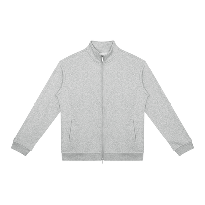 Unisex Stand Collar Full Zip Jacket in flower gray