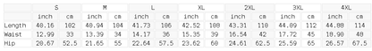 Size chart for the Unisex Straight Leg Sweatpants