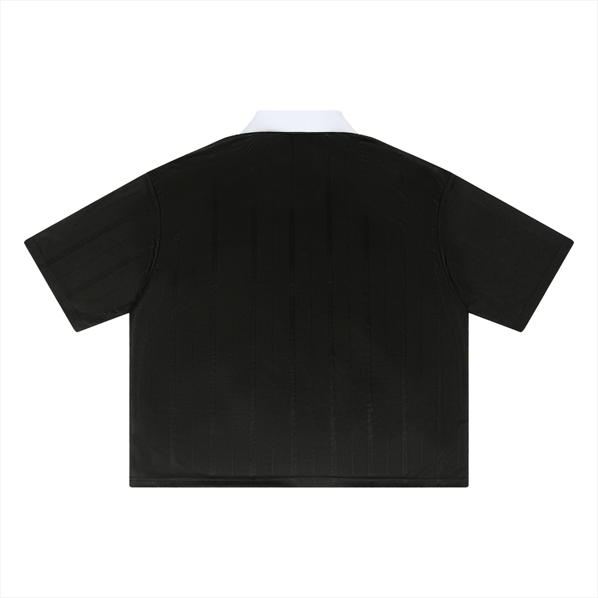 Unisex Striped Boxy Soccer Jersey in black, alternate angle