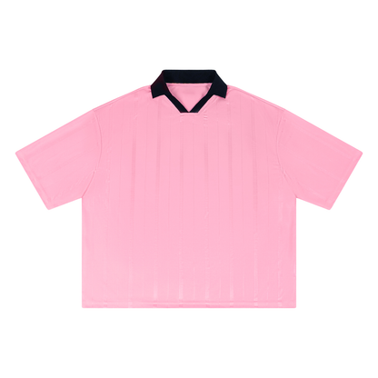 Unisex Striped Boxy Soccer Jersey in pink