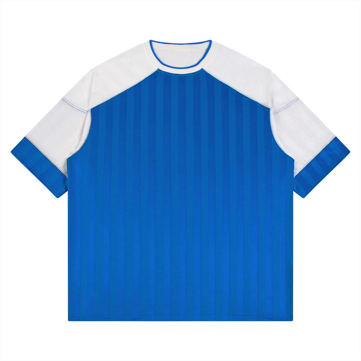 Unisex Striped Drop Shoulder Jersey in blue with white