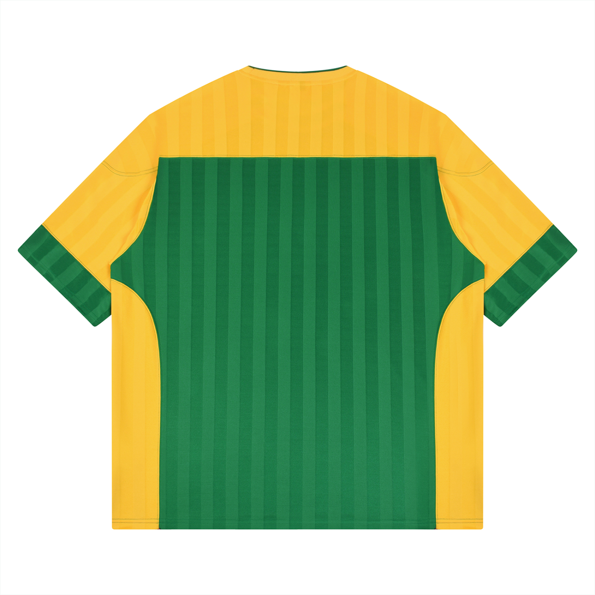Unisex Striped Drop Shoulder Jersey in green with yellow, alternate angle