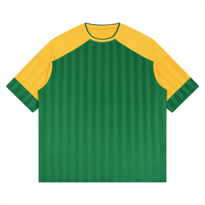 Unisex Striped Drop Shoulder Jersey in green with yellow