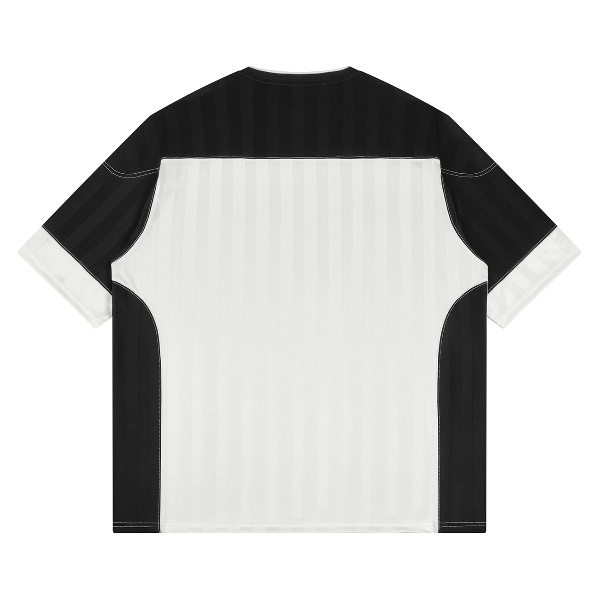 Unisex Striped Drop Shoulder Jersey in white with black, alternate angle