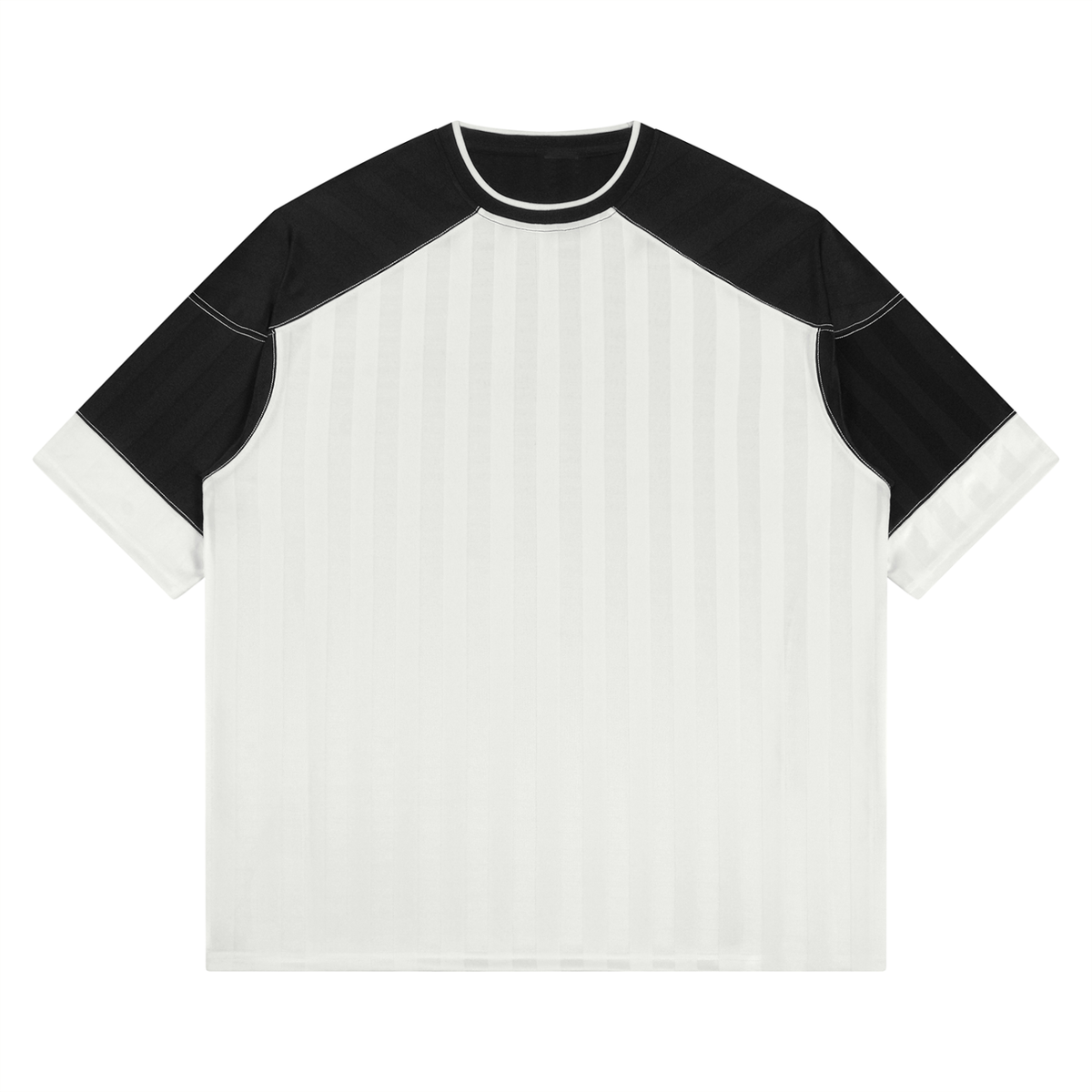 Unisex Striped Drop Shoulder Jersey in white with black