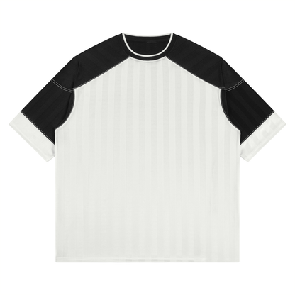 Unisex Striped Drop Shoulder Jersey in white with black