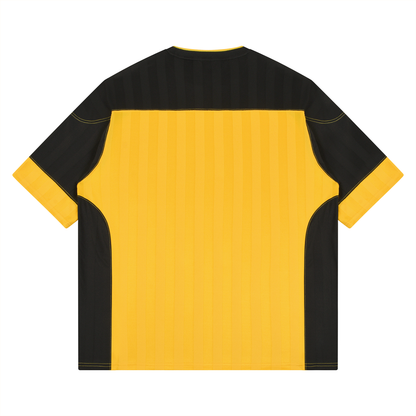 Unisex Striped Drop Shoulder Jersey in yellow with black, alternate angle