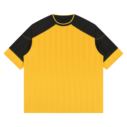 Unisex Striped Drop Shoulder Jersey in yellow with black