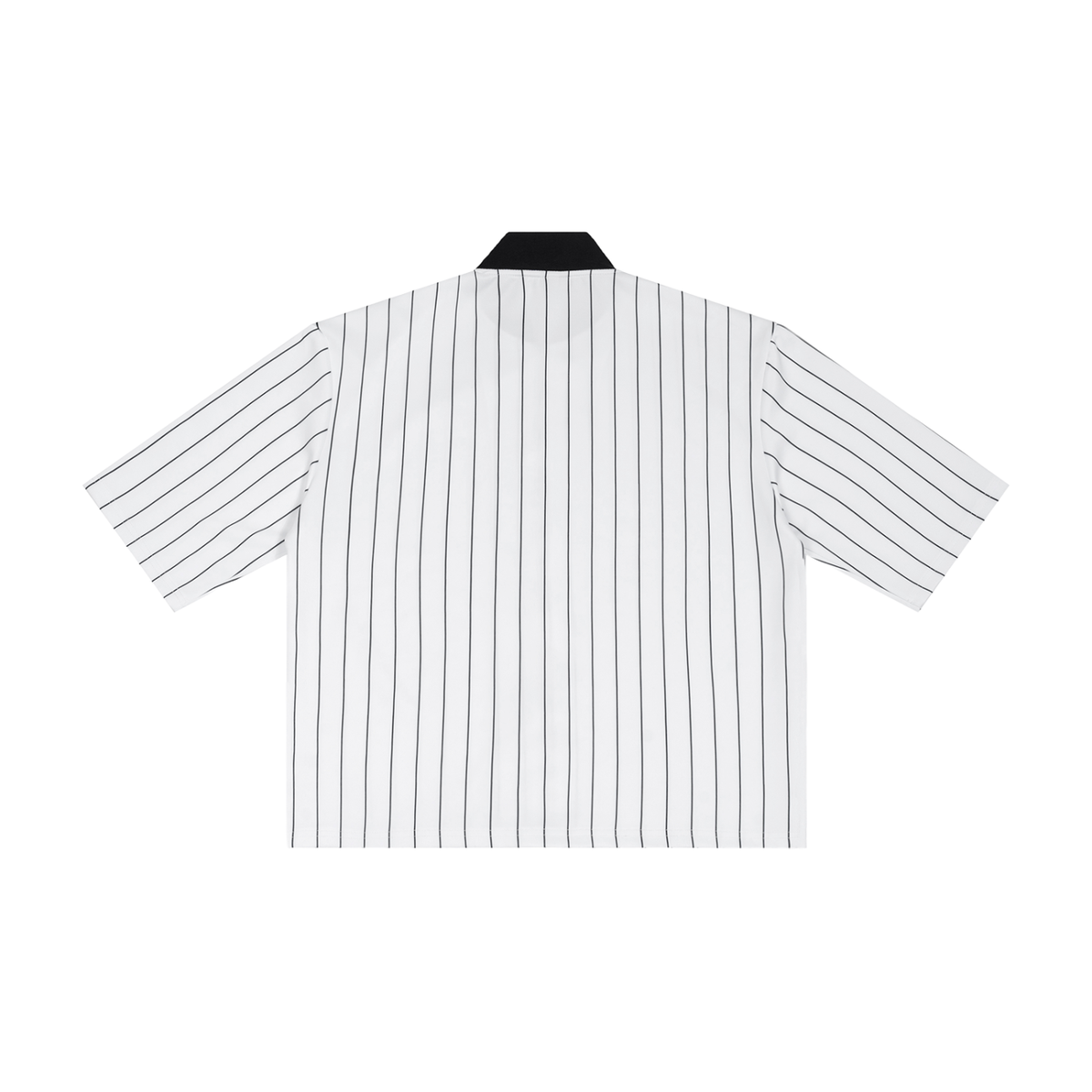 Unisex Striped Full-Zip Baseball Jersey in white, alternate angle