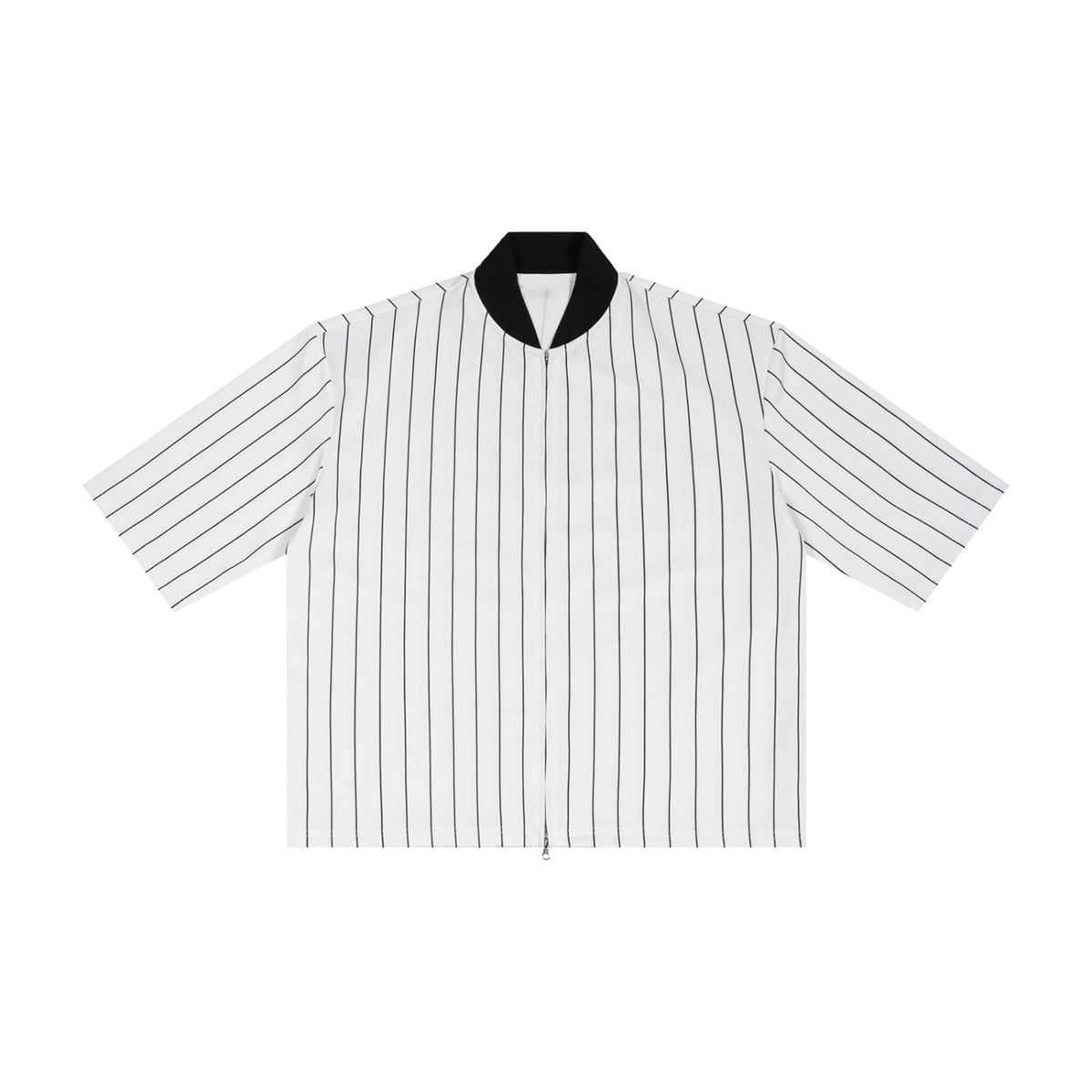 Unisex Striped Full-Zip Baseball Jersey in white