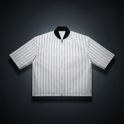 Unisex Striped Full-Zip Baseball Jersey
