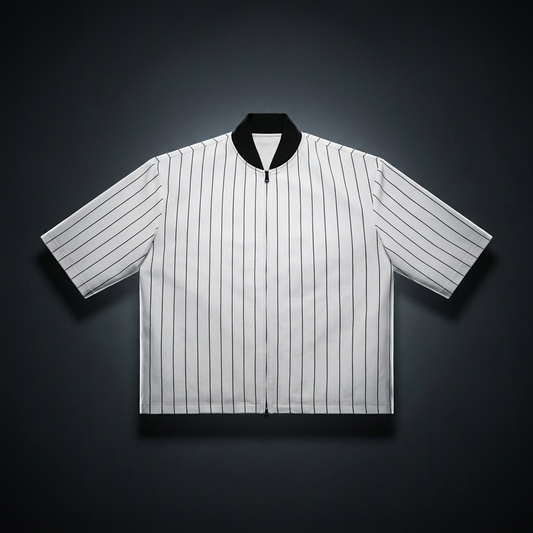 Unisex Striped Full-Zip Baseball Jersey