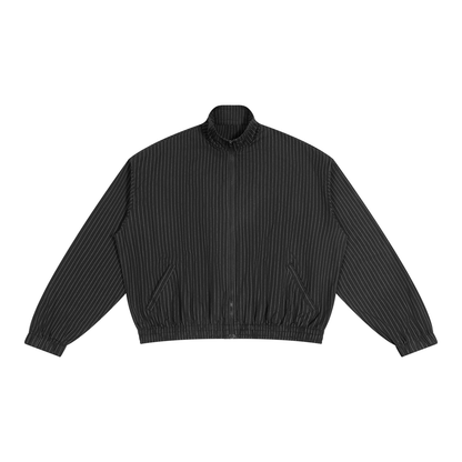 Unisex Striped Full-Zip Track Jacket in black