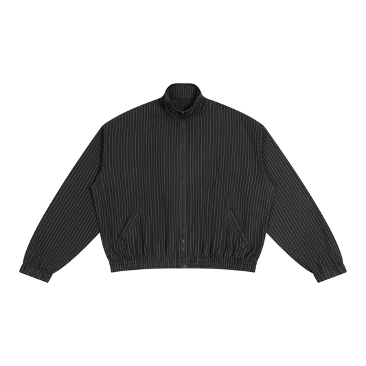 Unisex Striped Full-Zip Track Jacket in black