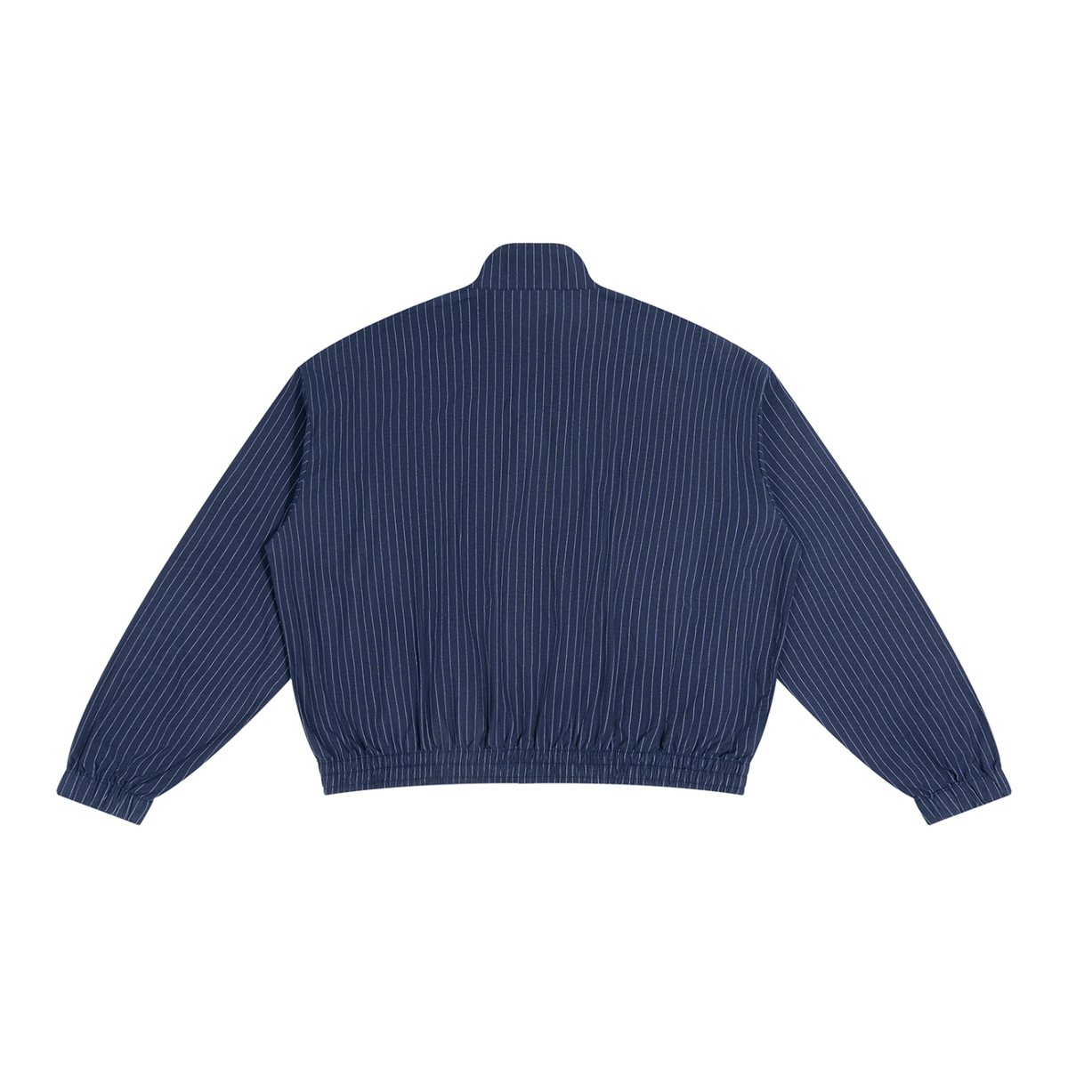 Unisex Striped Full-Zip Track Jacket in navy blue, alternate angle