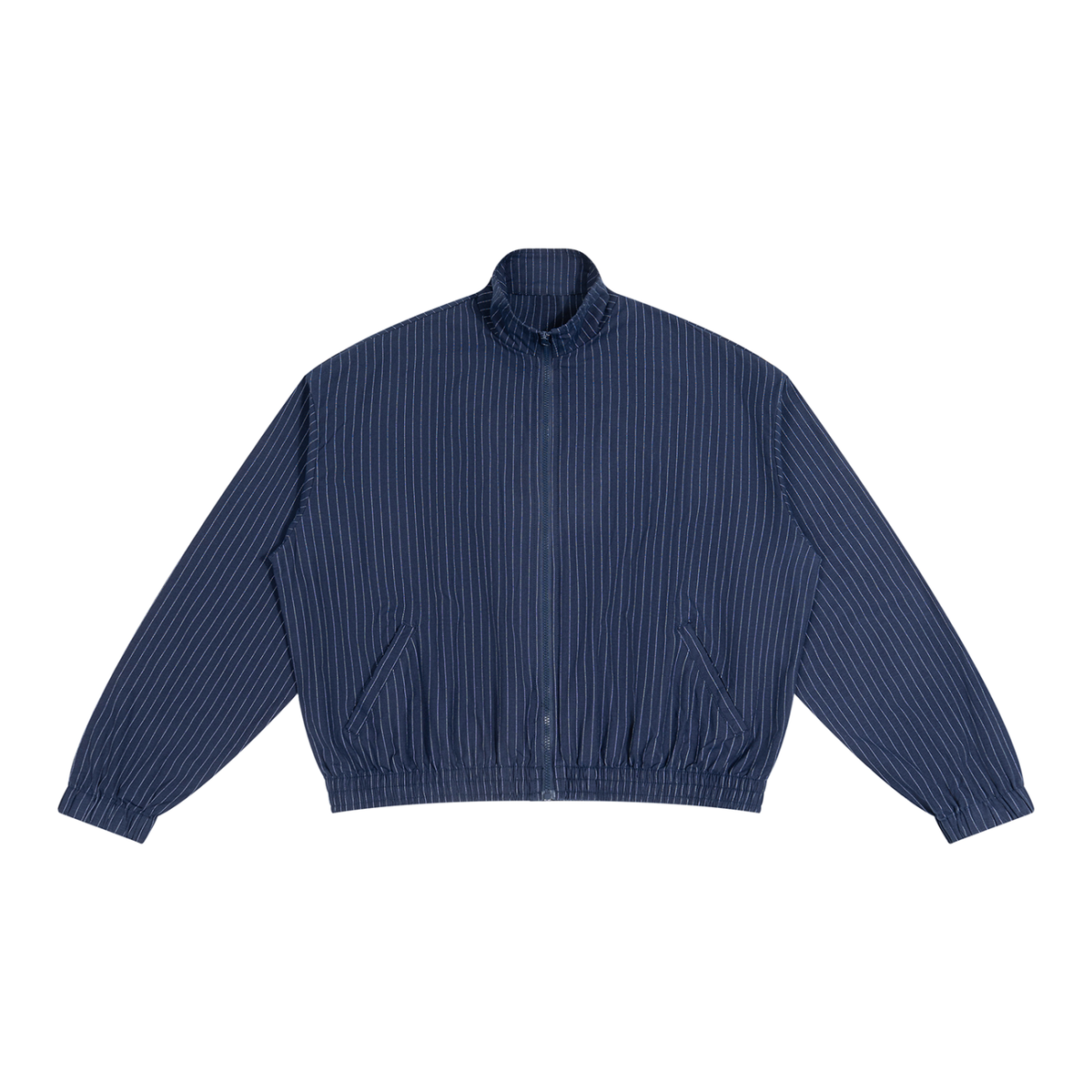 Unisex Striped Full-Zip Track Jacket in navy blue