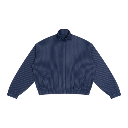 Unisex Striped Full-Zip Track Jacket in navy blue