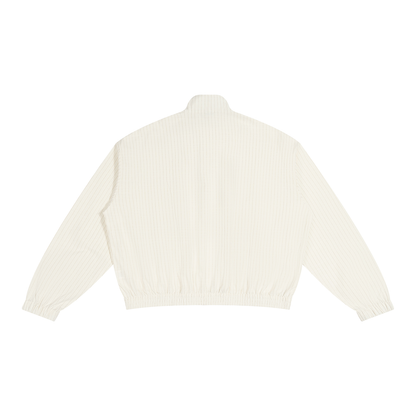 Unisex Striped Full-Zip Track Jacket in white, alternate angle