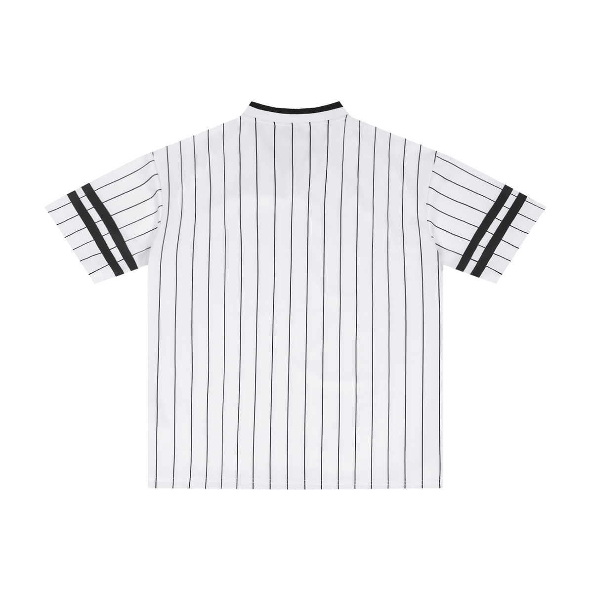 Unisex Striped Loose V-Neck T-Shirt in white, alternate angle