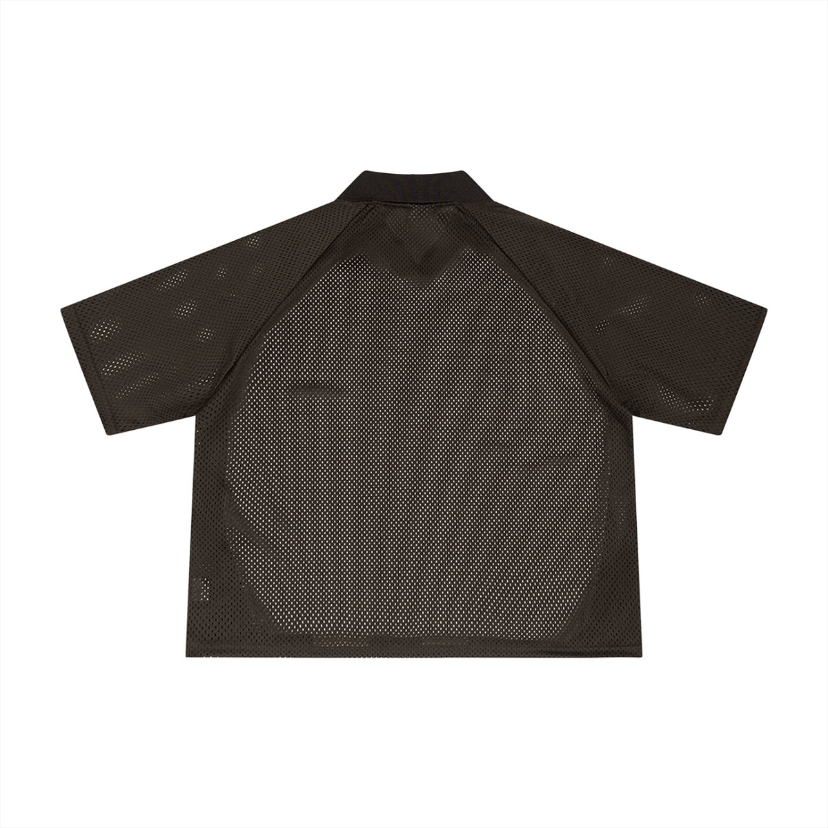 Unisex Striped Mesh Boxy Soccer Jersey in coffee with apricot, alternate angle
