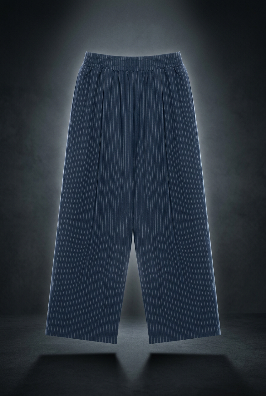 Unisex Striped Pleated Pants