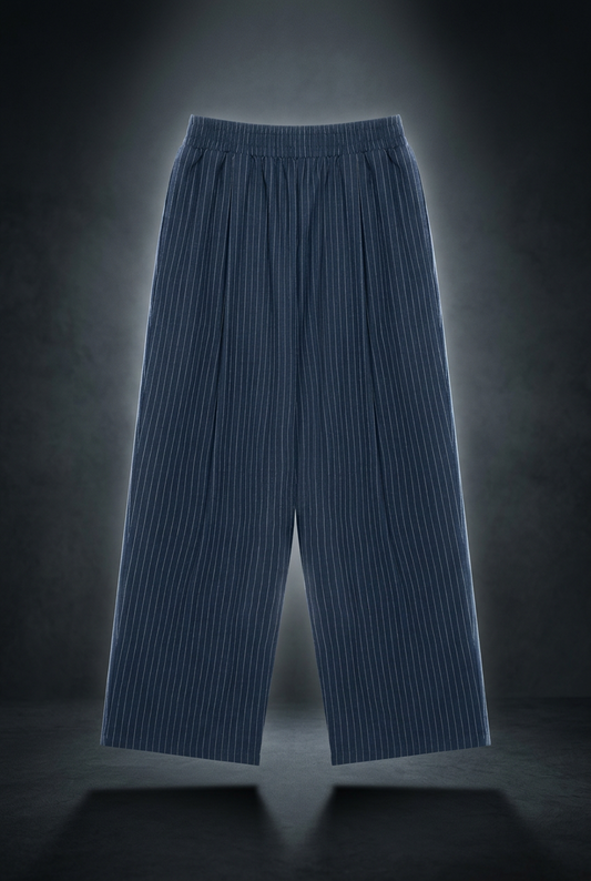 Unisex Striped Pleated Pants