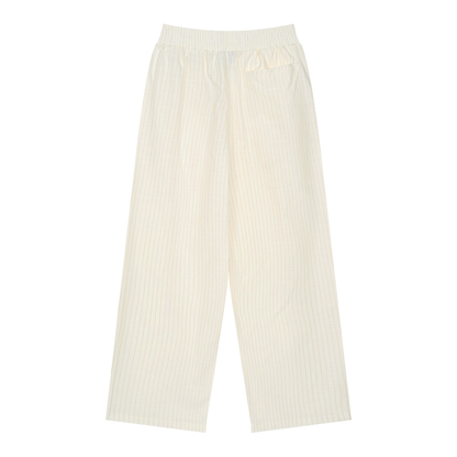 Unisex Striped Pleated Pants in white, alternate angle