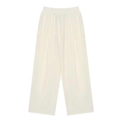 Unisex Striped Pleated Pants in white