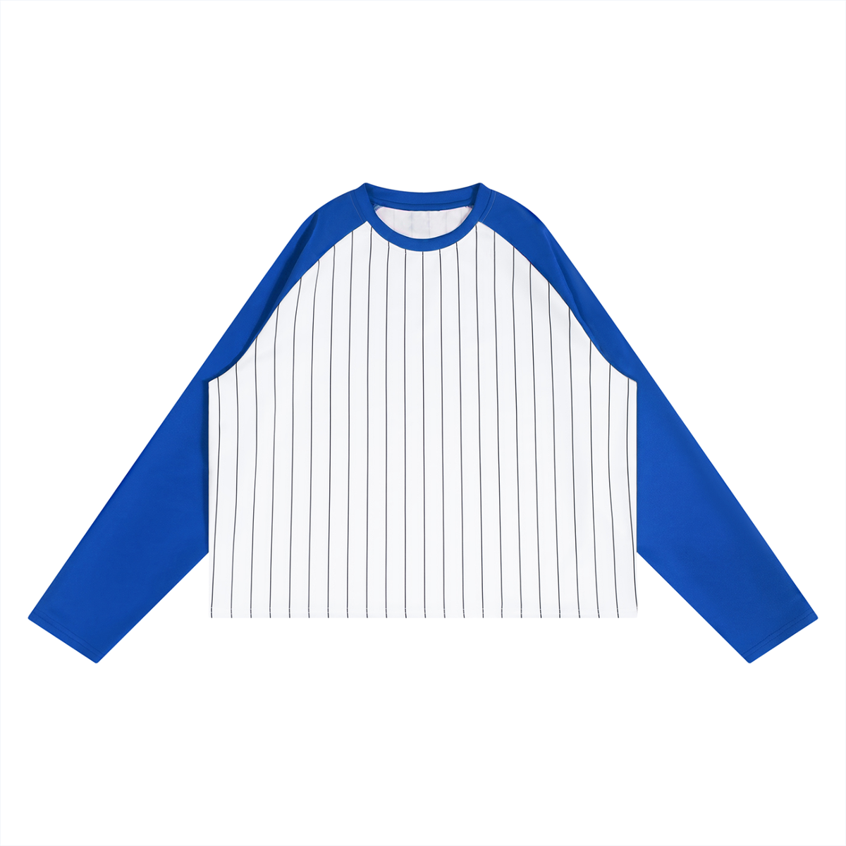 Unisex Striped Raglan Long Sleeve T-Shirt in colorful blue with white