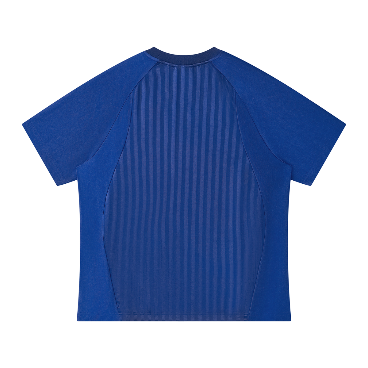 Unisex Striped Soccer Jersey in royal blue, alternate angle