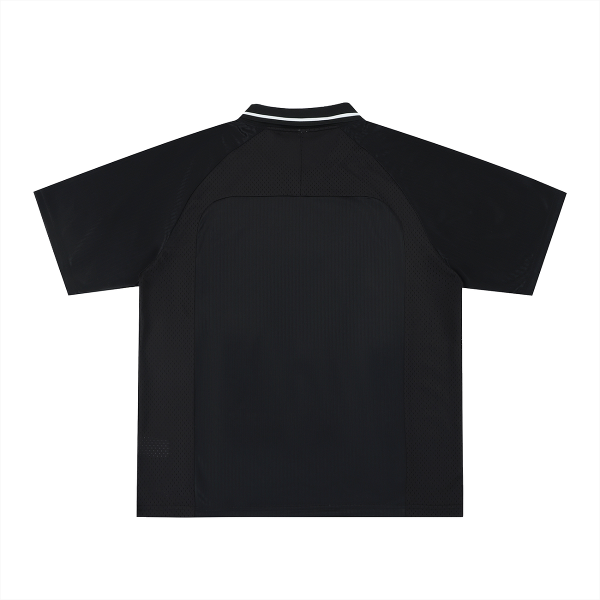 Unisex Striped V-Neck Soccer Jersey in black, alternate angle
