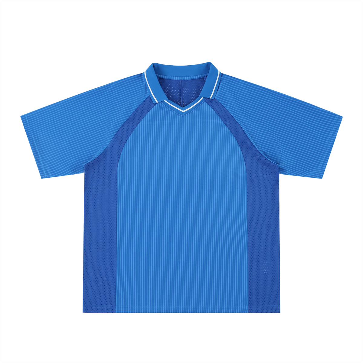 Unisex Striped V-Neck Soccer Jersey in blue
