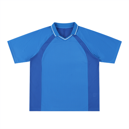 Unisex Striped V-Neck Soccer Jersey in blue