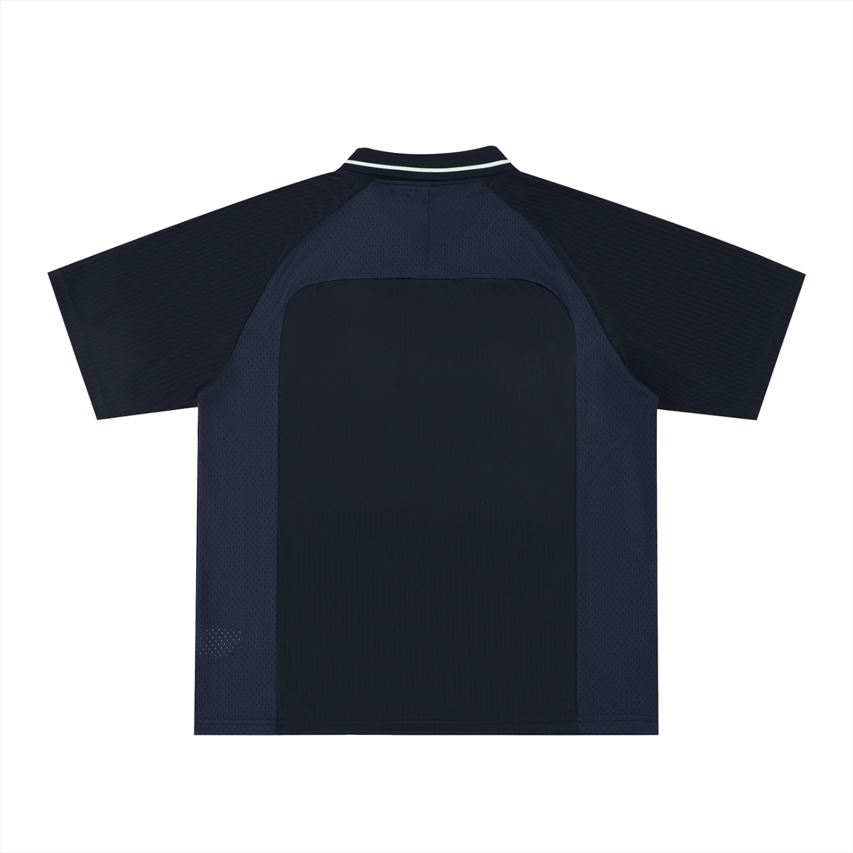 Unisex Striped V-Neck Soccer Jersey in navy blue, alternate angle