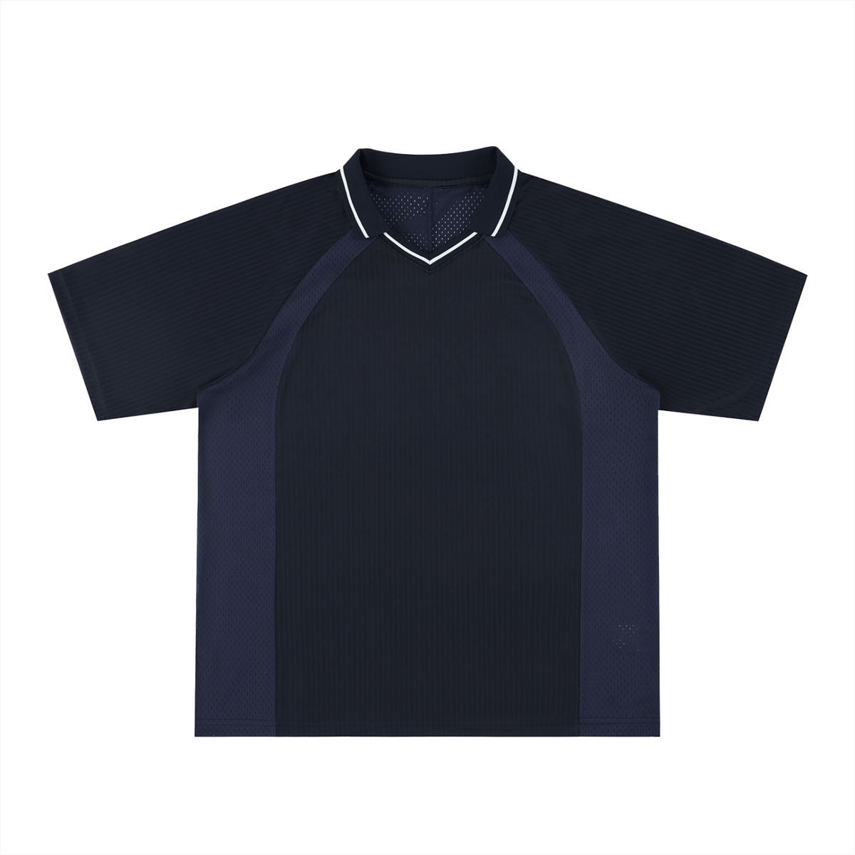 Unisex Striped V-Neck Soccer Jersey in navy blue
