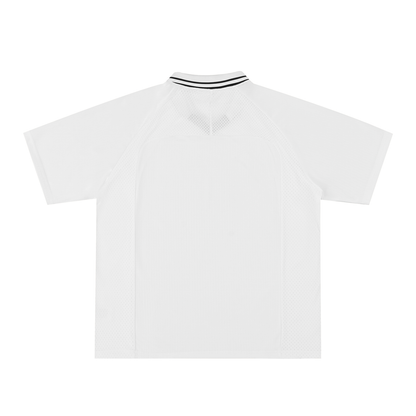 Unisex Striped V-Neck Soccer Jersey in white, alternate angle