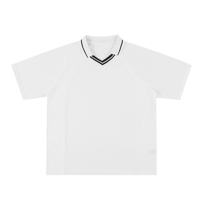 Unisex Striped V-Neck Soccer Jersey in white
